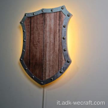 Lampada da parete decorativa scudo medievale Lampada da parete a LED